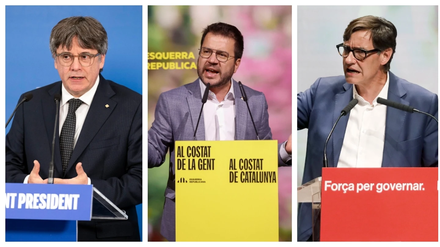 Pere Aragonès, Salvador Illa, Carles Puigdemont Pere Aragonès, Salvador Illa, Carles Puigdemont