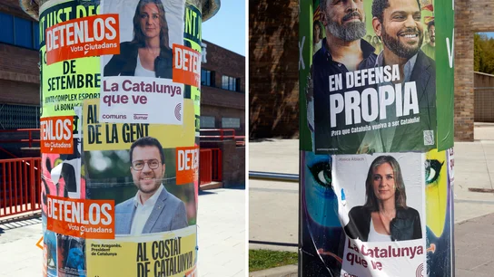 Varios carteles de propaganda electoral de las elecciones catalanas de 2024 Varios carteles de propaganda electoral de las elecciones catalanas de 2024