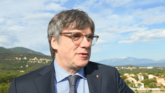 Puigdemont durante sus declaraciones. Puigdemont durante sus declaraciones.