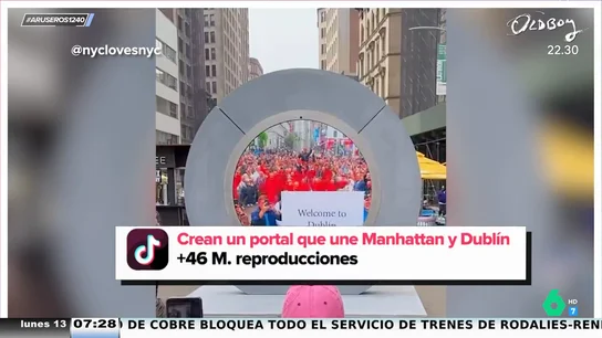 Abren un portal que conecta Nueva York con Dublín en tiempo real: "Es como la puerta mágica de Doraemon " Abren un portal que conecta Nueva York con Dublín en tiempo real: "Es como la puerta mágica de Doraemon"