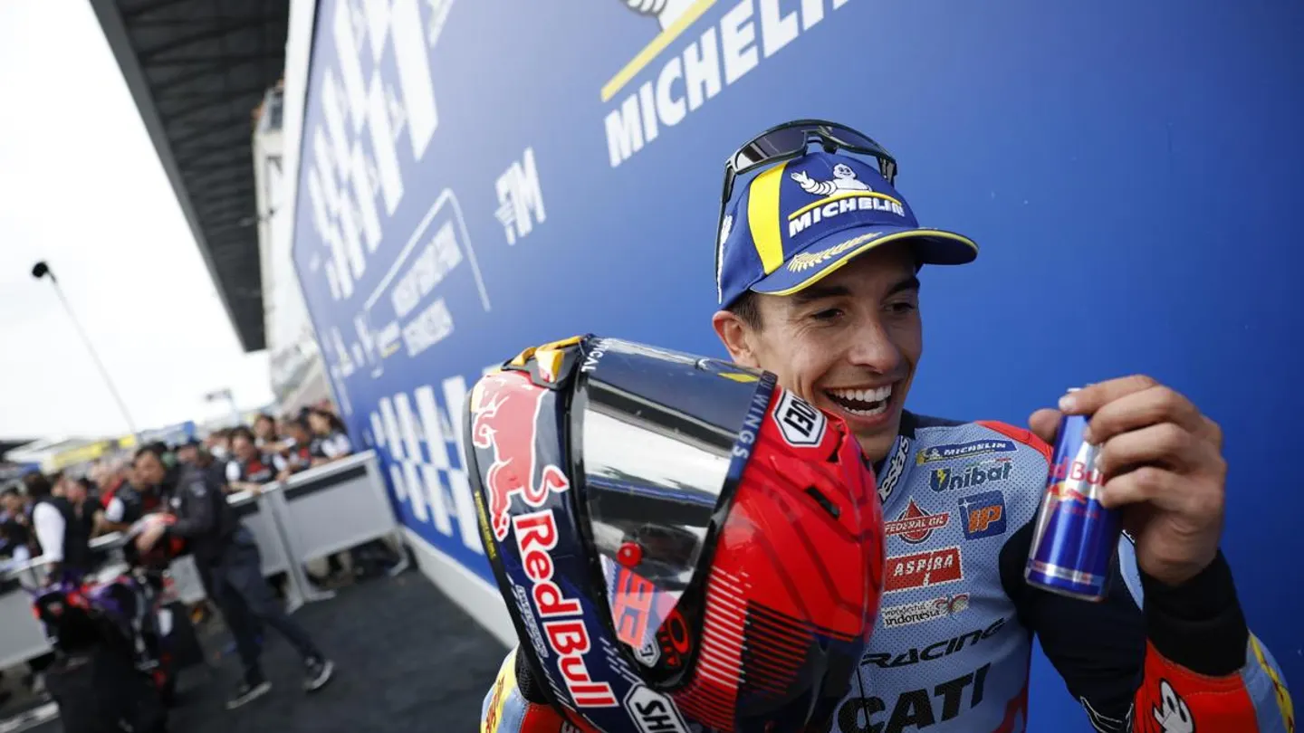 Marc Márquez, celebrando un podio Marc Márquez, celebrando un podio