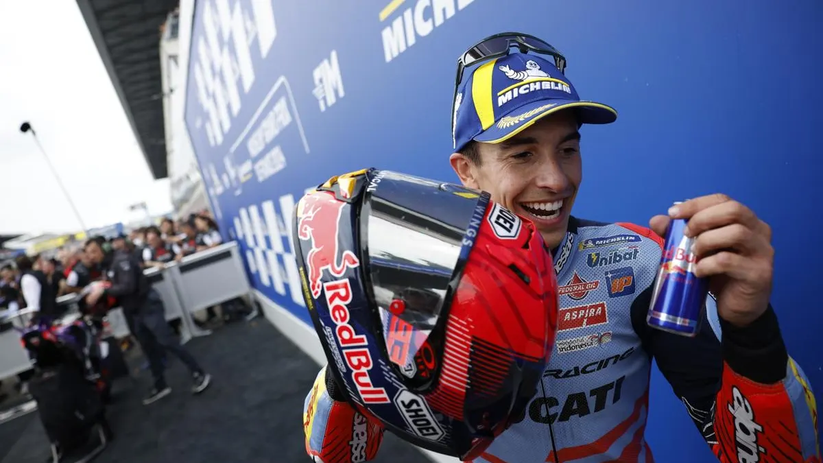 Marc Márquez, celebrando un podio