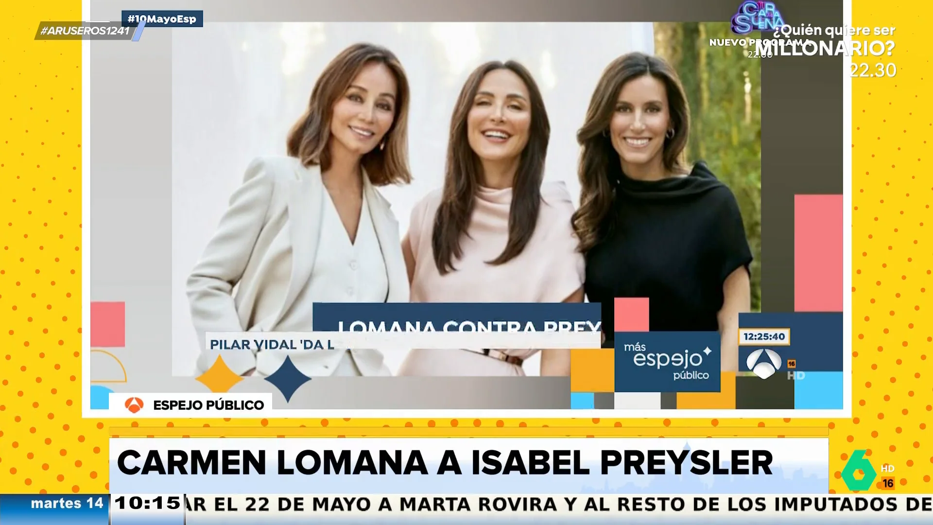 Carmen Lomana, a quien defiende que las fotos de Isabel Preysler son naturales: "Ponte gafas, amor"