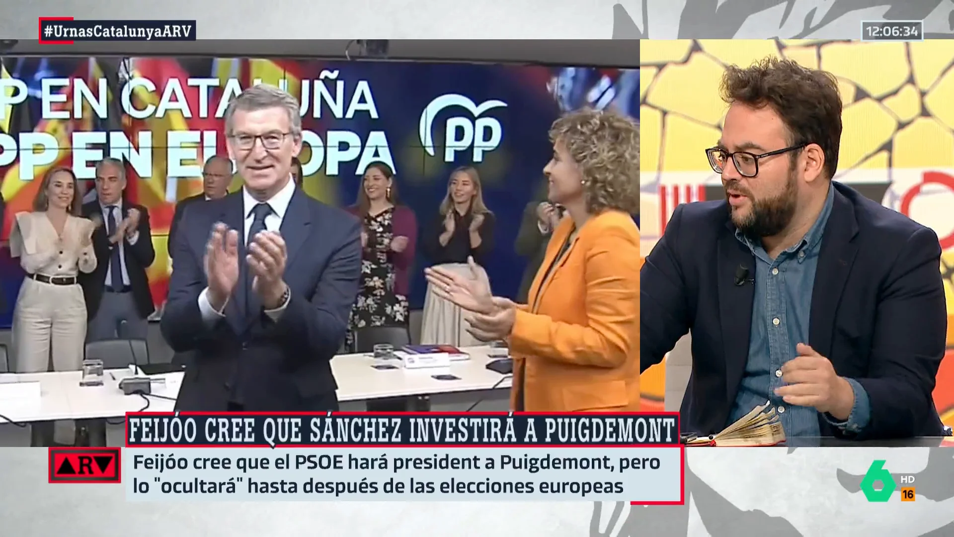 ARV - Monrosi, sobre la profecía de Feijóo de que Sánchez hará president a Puigdemont en Cataluña: "No tienen adeptos ni en el propio PP"