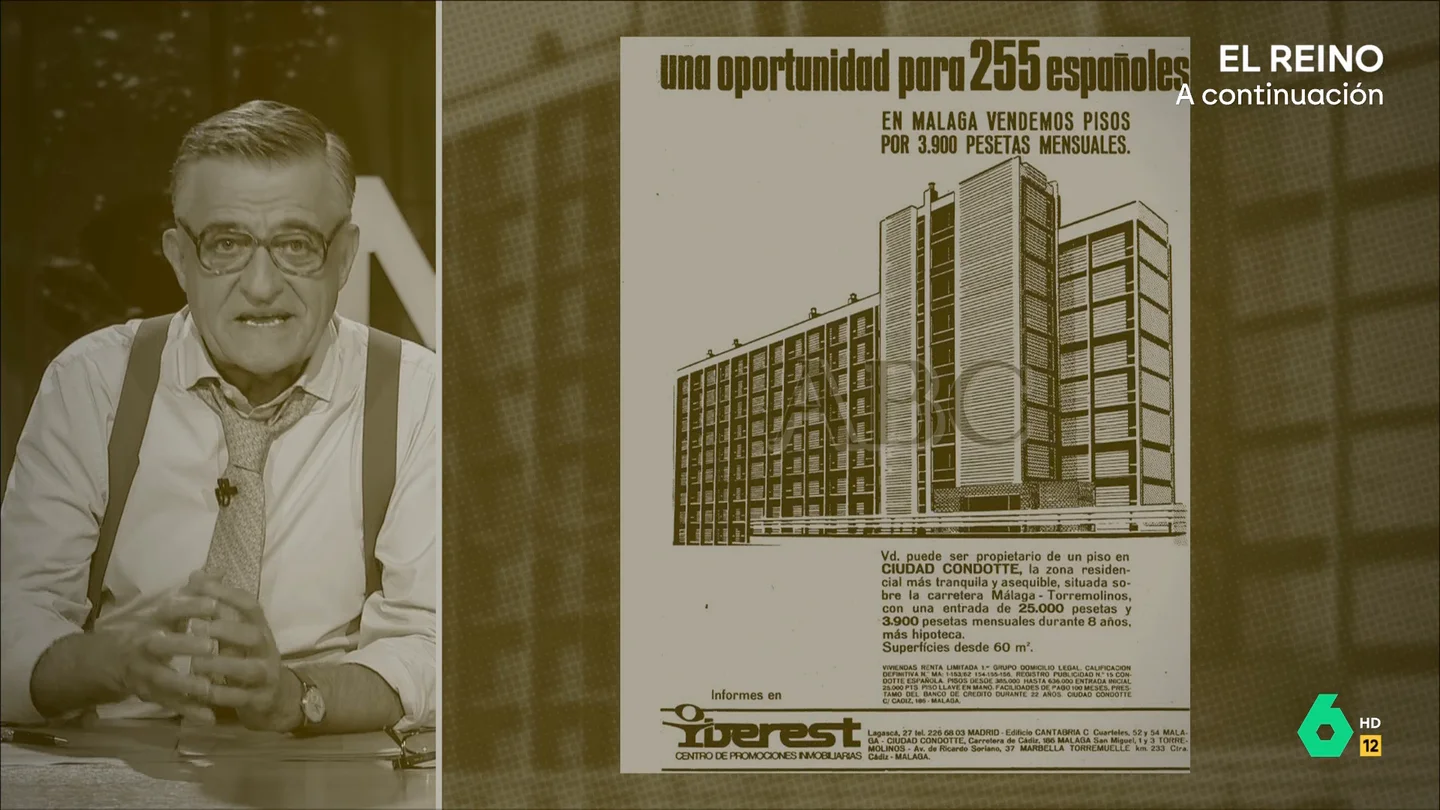 Wyoming recuerda cómo se vendían los pisos en los años 60 El Banco de España advierte del crecimiento de la brecha generacional en la vivienda y Wyoming recuerda en este vídeo de El Intermedio cómo en los 60 era posible tener un piso en Málaga por 23 euros al mes durante ocho años.