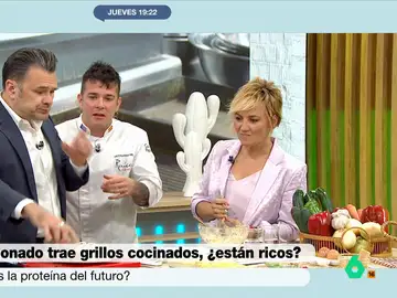 Cristina Pardo, sobre la original receta del chef Maldonado: &quot;¿Cómo podéis estar comiendo ensaladillas con grillos?&quot;