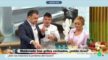 Cristina Pardo, sobre la original receta del chef Maldonado: "¿Cómo podéis estar comiendo ensaladillas con grillos?"