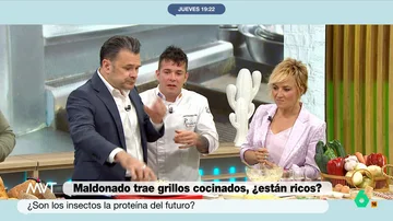 Cristina Pardo, sobre la original receta del chef Maldonado: &quot;¿Cómo podéis estar comiendo ensaladillas con grillos?&quot;