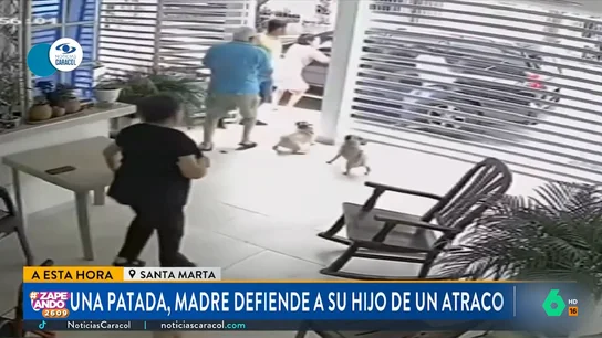 Una madre defiende a su hijo de un atraco con una patada voladora: "Parece Bisbal" Una madre defiende a su hijo de un atraco con una patada voladora: "Parece Bisbal"