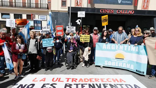 Concentración de protesta contra la visita del presidente argentino, Javier Milei, a Madrid Concentración de protesta contra la visita del presidente argentino, Javier Milei, a Madrid