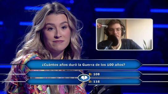 Eva Soriano reclama la ayuda de Iggy Rub&iacute;n en &iquest;Qui&eacute;n quiere ser millonario?: "Los franceses y los ingleses del siglo XV eran unos berzas"