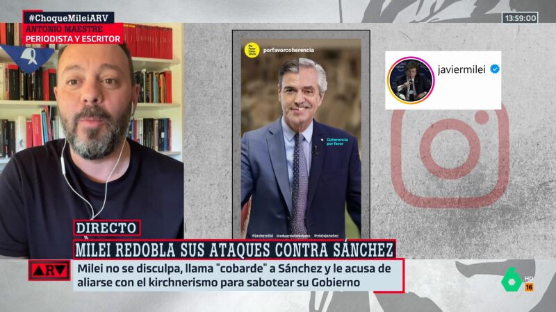 ARV- Maestre tacha de "delirio" las declaraciones de Milei sobre Sánchez: "No sé ni por dónde cogerlo"
