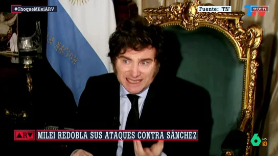 Milei redobla sus ataques contra Sánchez, le tacha de "cobarde" y rechaza pedir disculpas: "Yo fui el agredido" Milei redobla sus ataques contra Sánchez, le tacha de "cobarde" y rechaza pedir disculpas: "Yo fui el agredido"
