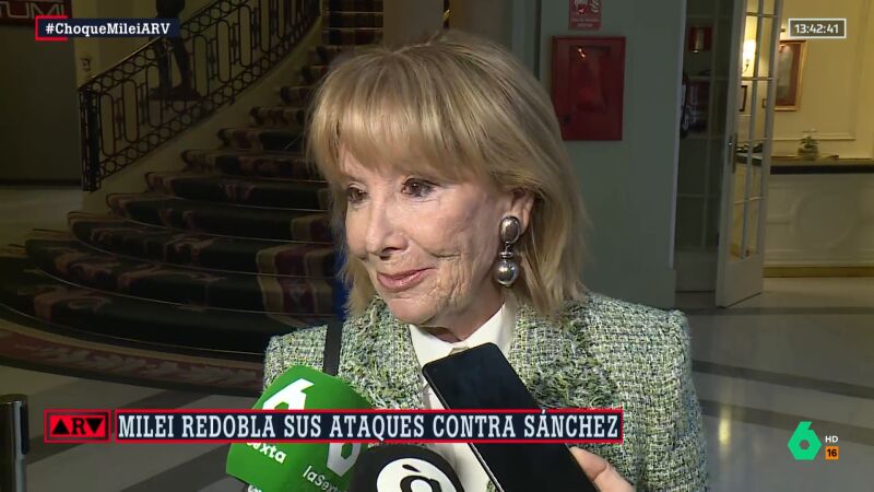 Esperanza Aguirre defiende a Milei: "Lo que me parece excesivo es que le llamen drogadicto"