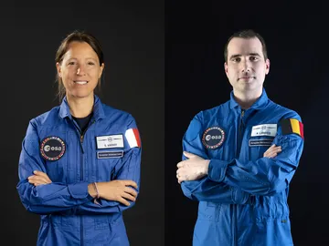 Los astronautas Sophie Adenot y Raphaël Liégeois Los astronautas Sophie Adenot y Raphaël Liégeois