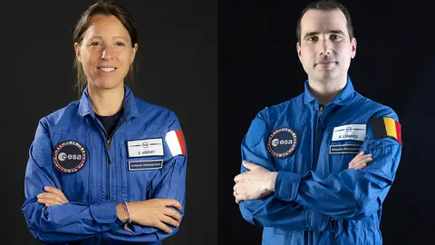 Los astronautas Sophie Adenot y Raphaël Liégeois Los astronautas Sophie Adenot y Raphaël Liégeois