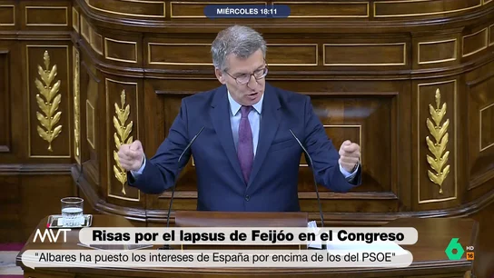 Risas en el Gobierno ante un lapsus de Feijóo con Albares: "Ha querido recordar a Rajoy" Risas en el Gobierno ante un lapsus de Feijóo con Albares: "Ha querido recordar a Rajoy"