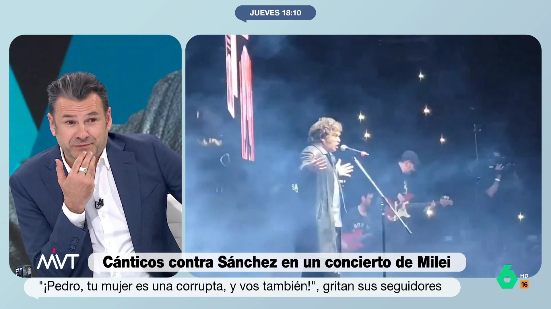 Más Vale analiza el evento de Javier Milei en el Luna Park donde el presidente argentino llegó a dar un concierto y sus seguidores entonaron consignas contra Pedro Sánchez. La reacción de Iñaki López, en este vídeo.