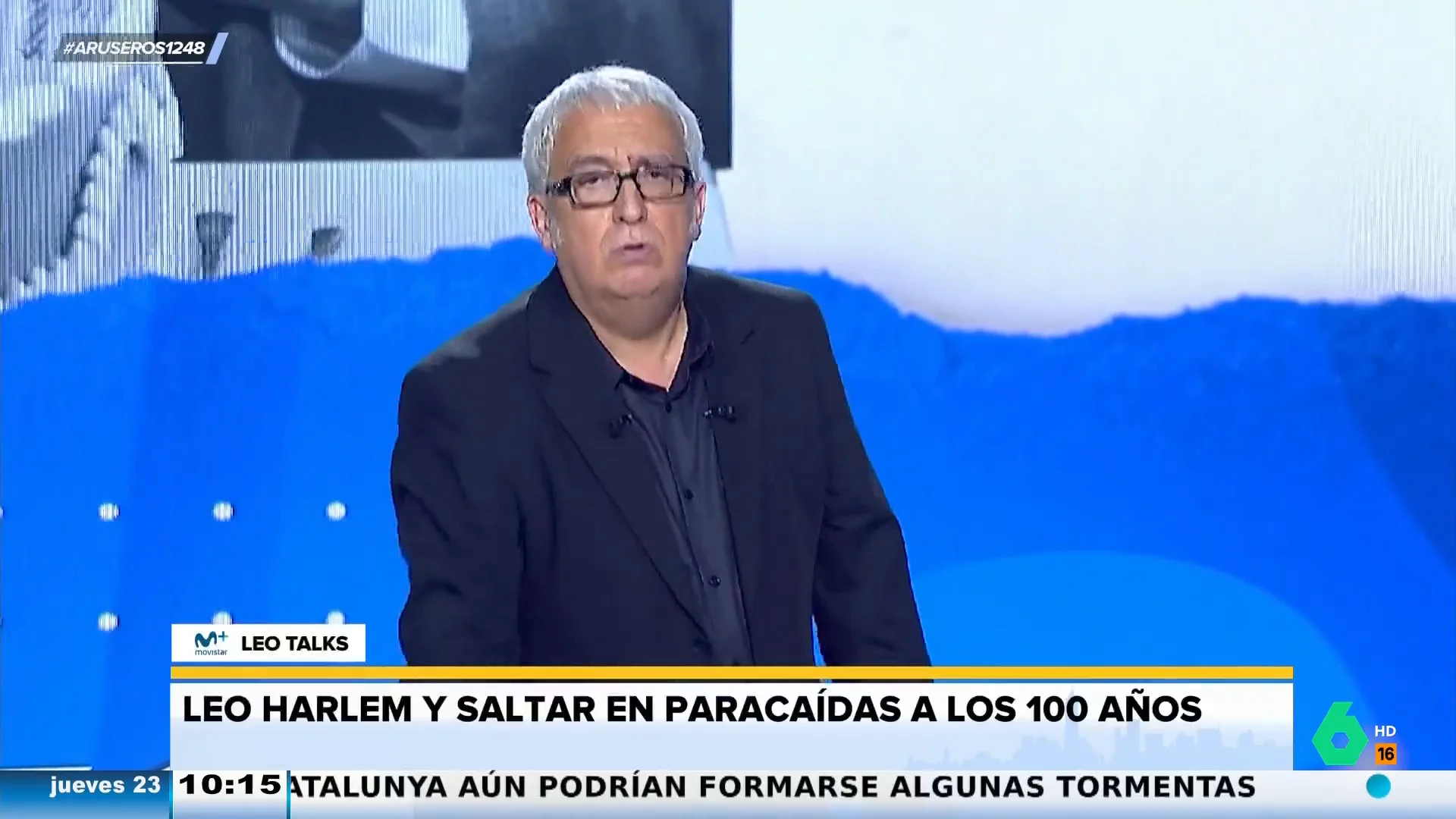 Leo Harlem, sobre saltar en paracaídas con 100 años: "El suelo podría ser lo primero sólido que come en diez años"