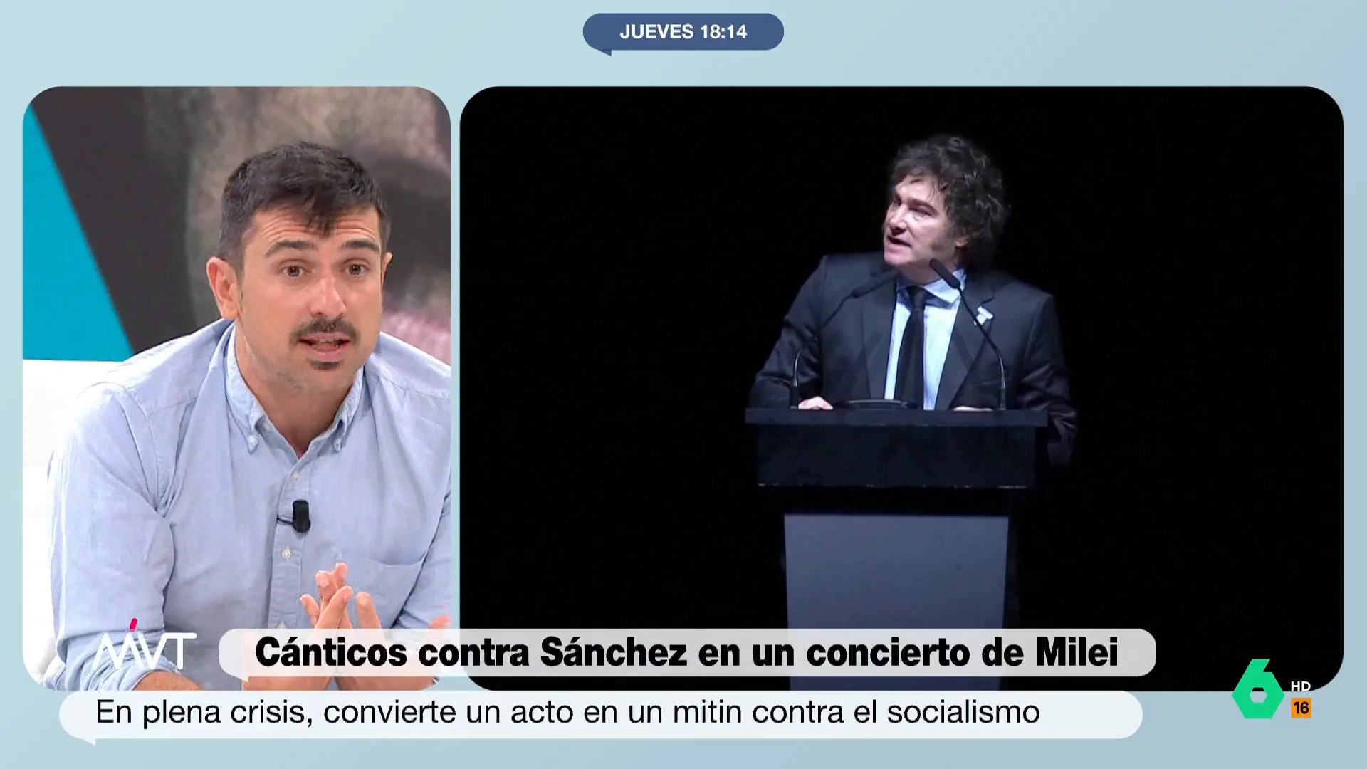 Ramón Espinar valora en este vídeo la figura de Javier Milei tras sus últimas declaraciones en Argentina y asegura rotundo que "lo relevante es que quiere hacer política en Europa y no hay que dejarle".