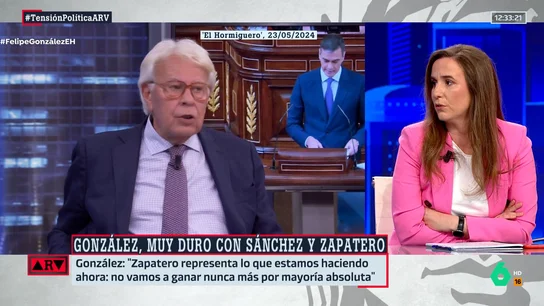 ARV- Natalia Junquera, sobre la crítica de Felipe González a Sánchez: "Veo celos" ARV- Natalia Junquera, sobre la crítica de Felipe González a Sánchez: "Veo celos"