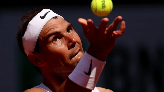 Rafa Nadal, en un saque Rafa Nadal, en un saque