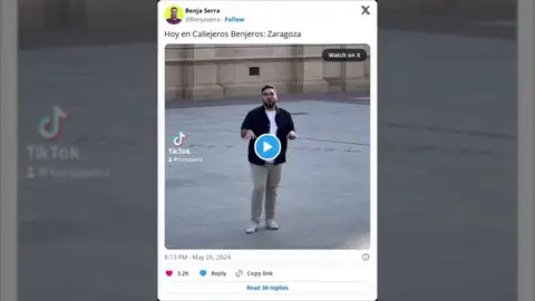 El tiktoker que triunfa con su peculiar guía turística sobre Zaragoza: "Aquí se come y se bebe por un tubo" El tiktoker que triunfa con su peculiar guía turística sobre Zaragoza: "Aquí se come y se bebe por un tubo"