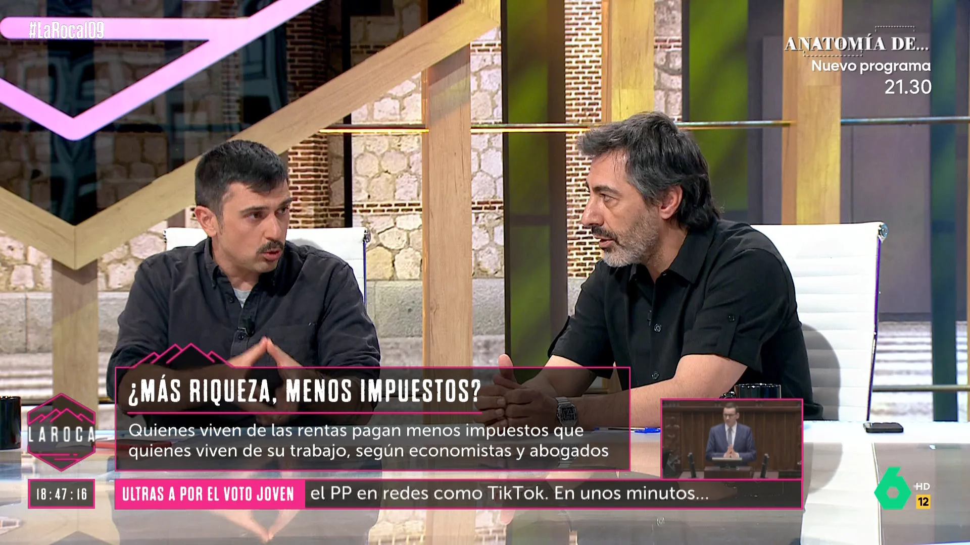 LA ROCA El debate entre Juan del Val y Ramón Espinar sobre si los ricos pagan muchos impuestos