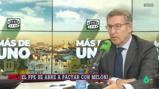 Feijóo justifica su acercamiento a la ultraderecha de Meloni: "No es homologable a Orbán, como Page al PSOE" Feijóo justifica su acercamiento a la ultraderecha de Meloni: "No es homologable a Orbán, como Page al PSOE"