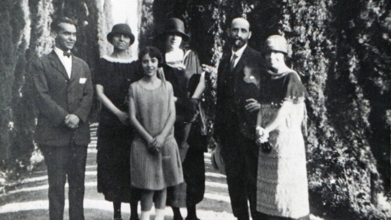 Federico García Lorca, Zenobia Camprubí, Isabel G. Lorca, Emilia Llanos, Juan Ramón Jiménez y Concha G. Lorca