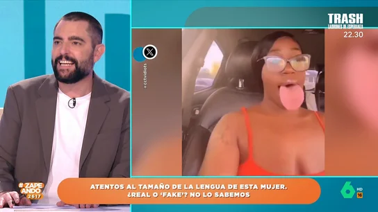 Dani Mateo alucina al ver el tamaño de la lengua de una chica: "Es capaz de terminarse un helado de una lamida" Dani Mateo alucina al ver el tamaño de la lengua de una chica: "Es capaz de terminarse un helado de una lamida"