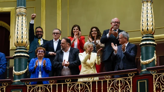 Junqueras celebra la aprobación de la ley de amnistía en el Congreso Junqueras celebra la aprobación de la ley de amnistía en el Congreso
