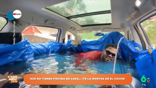 As&iacute; convierte este grupo de amigos su coche en una piscina