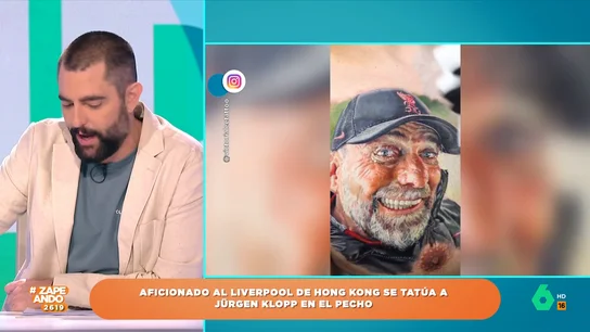 Dani Mateo, tras ver el tatuaje que se ha hecho un aficionado del Liverpool: "Es Klopp volviendo de una boda..." Dani Mateo, tras ver el tatuaje que se ha hecho un aficionado del Liverpool: "Es Klopp volviendo de una boda..."