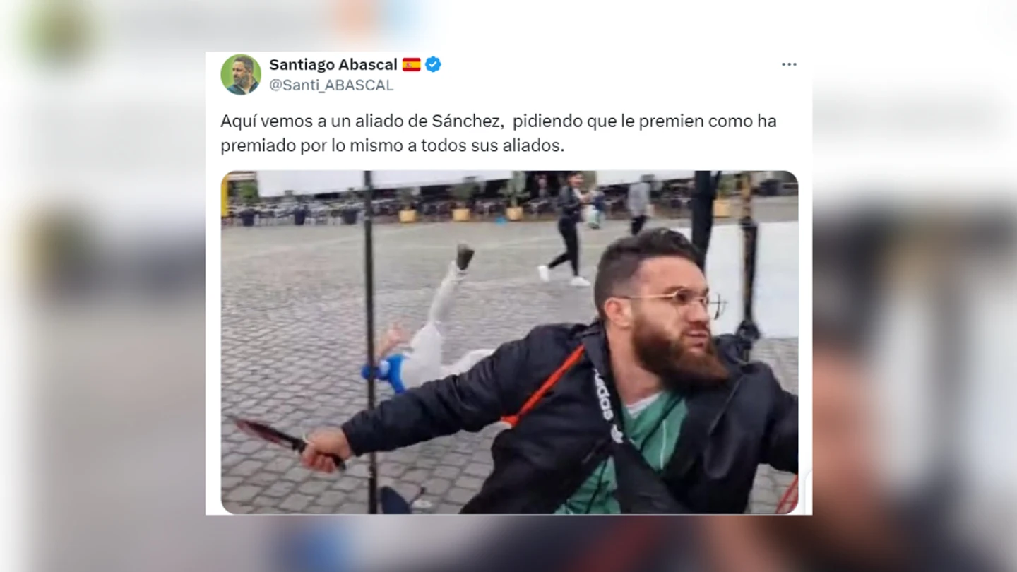 Mensaje publicado por Santiago Abascal, líder de Vox, en redes sociales Mensaje publicado por Santiago Abascal, líder de Vox, en redes sociales