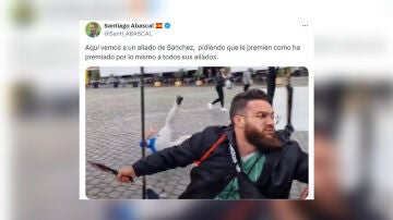 Mensaje publicado por Santiago Abascal, líder de Vox, en redes sociales