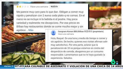 Un bufé libre de Bilbao se viraliza porque penaliza dejar comida: dos euros por plato inacabado