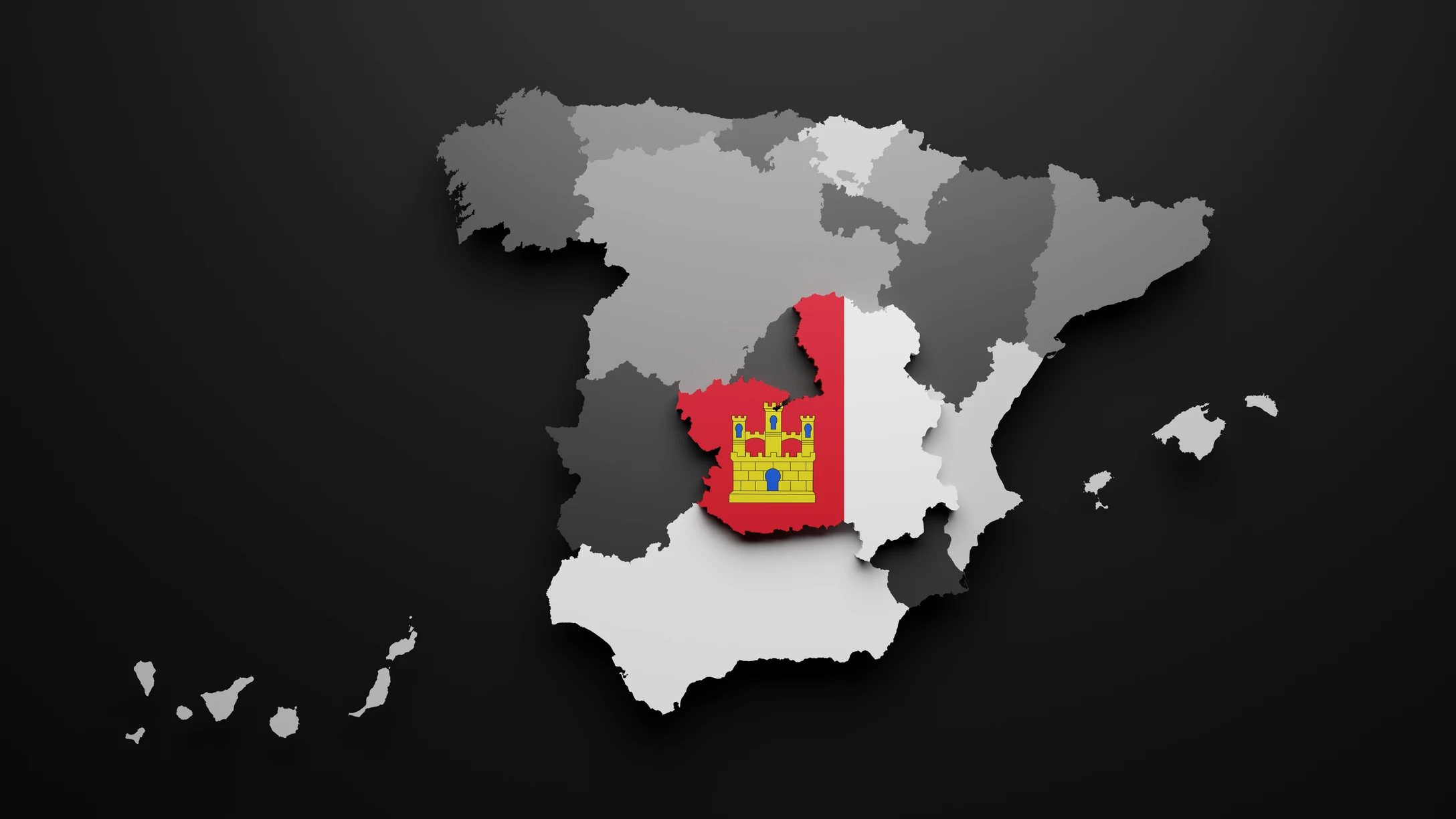Mapa de España con la bandera de Castilla-La Mancha Mapa de España con la bandera de Castilla-La Mancha