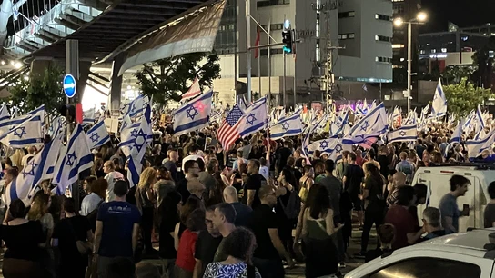 Manifestantes israelíes en Tel Aviv Manifestantes israelíes en Tel Aviv