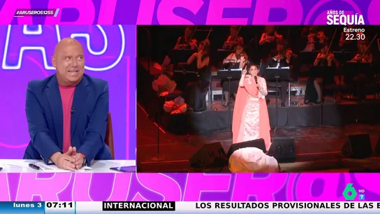 Alfonso Arús, a Tatiana Arús al preparar el resumen de Isabel Pantoja: "Es una tortura estar durante media hora escuchando el concierto" Alfonso Arús, a Tatiana Arús al preparar el resumen de Isabel Pantoja: "Es una tortura estar durante media hora escuchando el concierto"