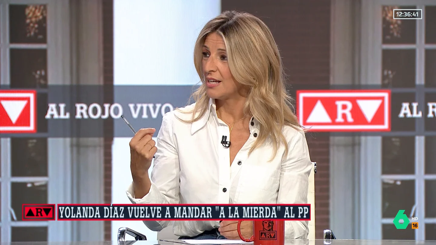 Yolanda Díaz explica su "a la mierda": "Feijóo miente, jamás voy a insultar al PP. Fue una expresión de 'ya está bien'" Yolanda Díaz explica su "a la mierda": "Feijóo miente, jamás voy a insultar al PP. Fue una expresión de 'ya está bien'"