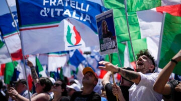Un mitin de partido de extrema derecha Fratelli d'Italia, de Giorgia Meloni, de cara a las elecciones europeas en Italia