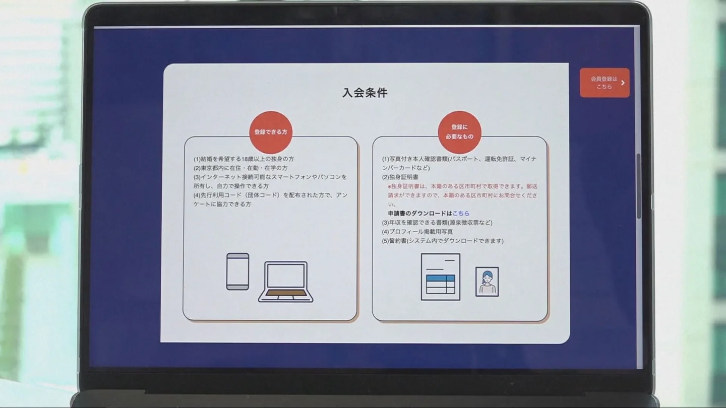 Imagen de la aplicación de citas creada por el Ayuntamiento de Tokio Imagen de la aplicación de citas creada por el Ayuntamiento de Tokio
