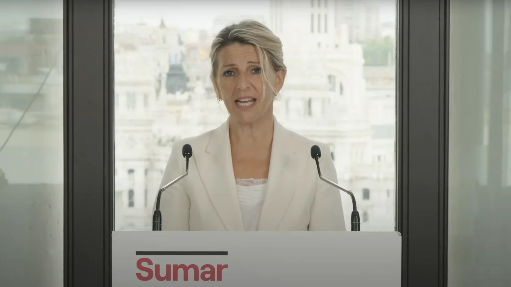 La líder de Sumar, Yolanda Díaz, anuncia su renuncia como coordinadora general de la formación