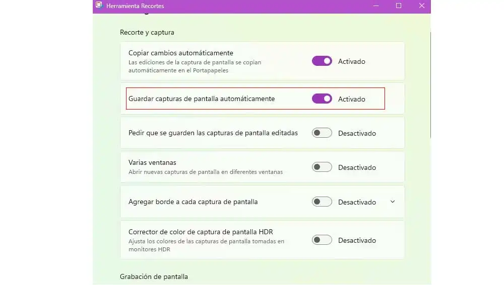 Guardar capturas Guardar capturas