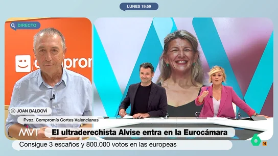 Cristina Pardo, a Joan Baldoví: "Nos da la sensación de que habla de Yolanda Díaz como si la conociera solo de vista" Joan Baldoví analiza los resultados de las europeas y el futuro de Compromís con Sumar tras la dimisión de Yolanda Díaz que, asegura, "es una muy buena ministra". "Otra cosa es coordinadora general", le responde Iñaki López en este vídeo.