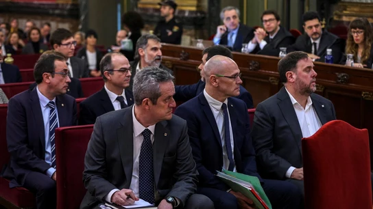 Los doce líderes independentistas acusados por el 'procés' durante el juicio en el Supremo. Los doce líderes independentistas acusados por el 'procés' durante el juicio en el Supremo.