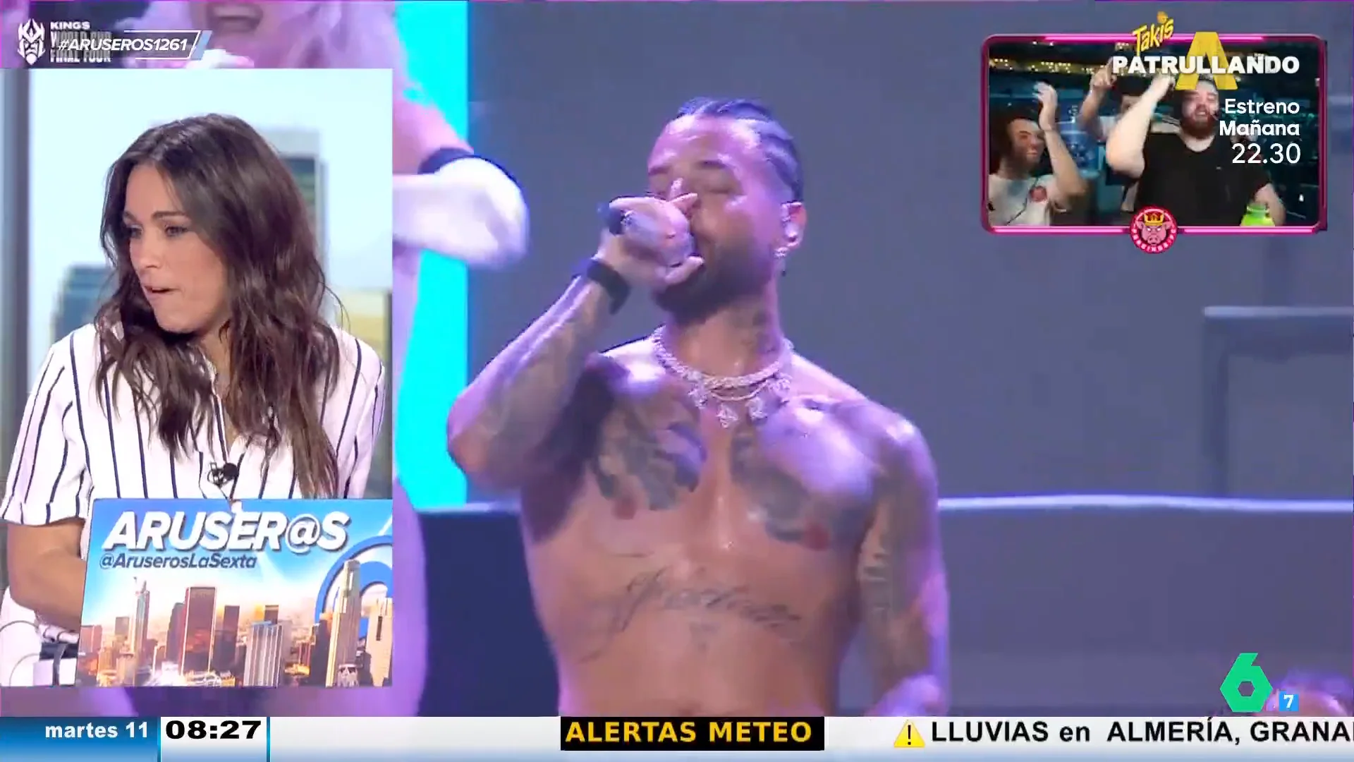 Patricia Benítez, al ver los abdominales de Maluma en la Kings League: "Es el único cani al que le haría un favor"