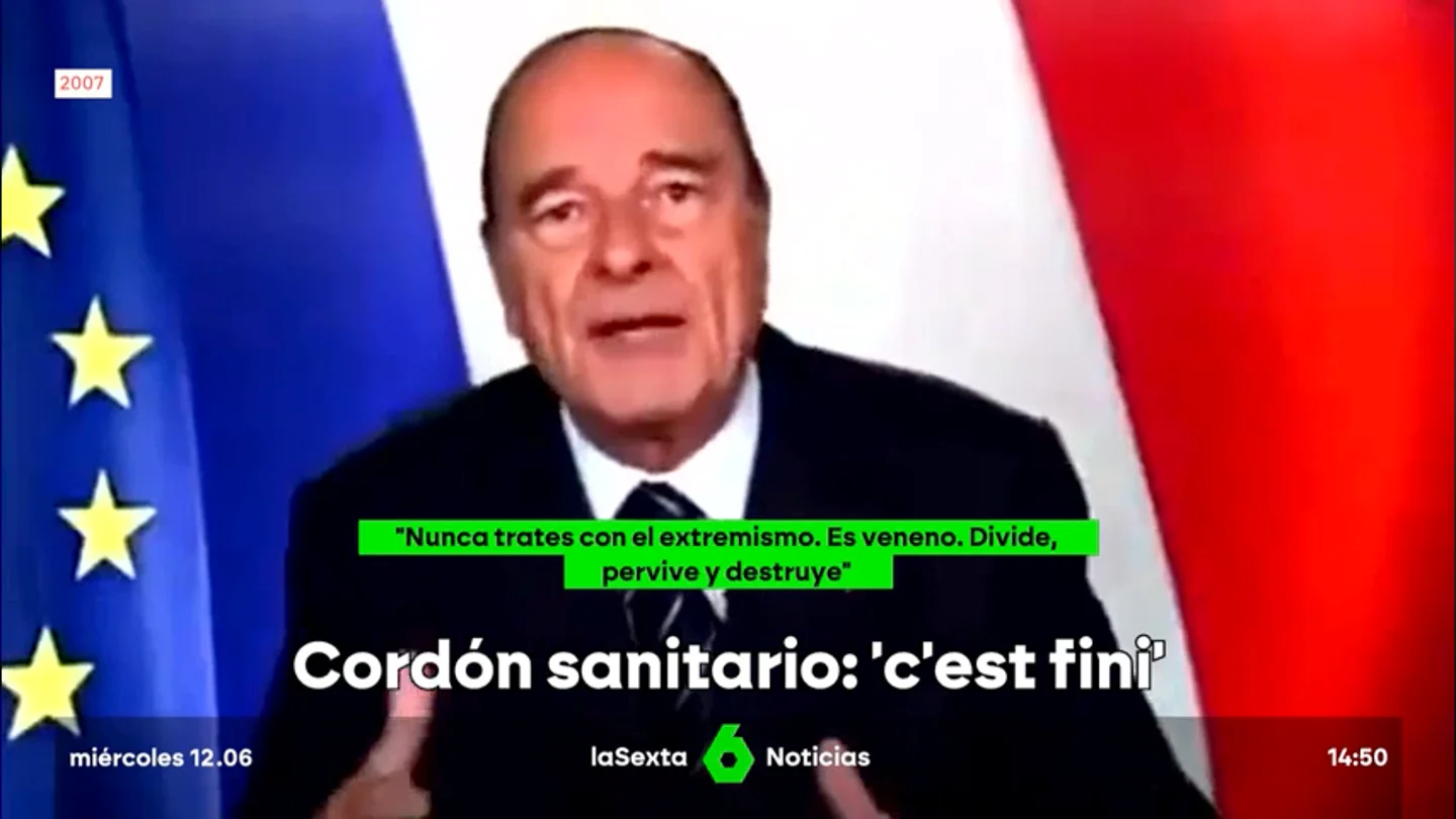 Macron pide una alianza electoral contra los "extremos" después de que Los Republicanos dinamiten 40 años de cordón sanitario a la ultraderecha Macron pide una alianza electoral contra los "extremos" después de que Los Republicanos dinamiten 40 años de cordón sanitario a la ultraderecha