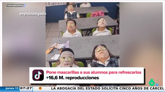 Una profesora se viraliza en TikTok por poner a sus alumnos mascarillas faciales para combatir el calor Una profesora se viraliza en TikTok por poner a sus alumnos mascarillas faciales para combatir el calor